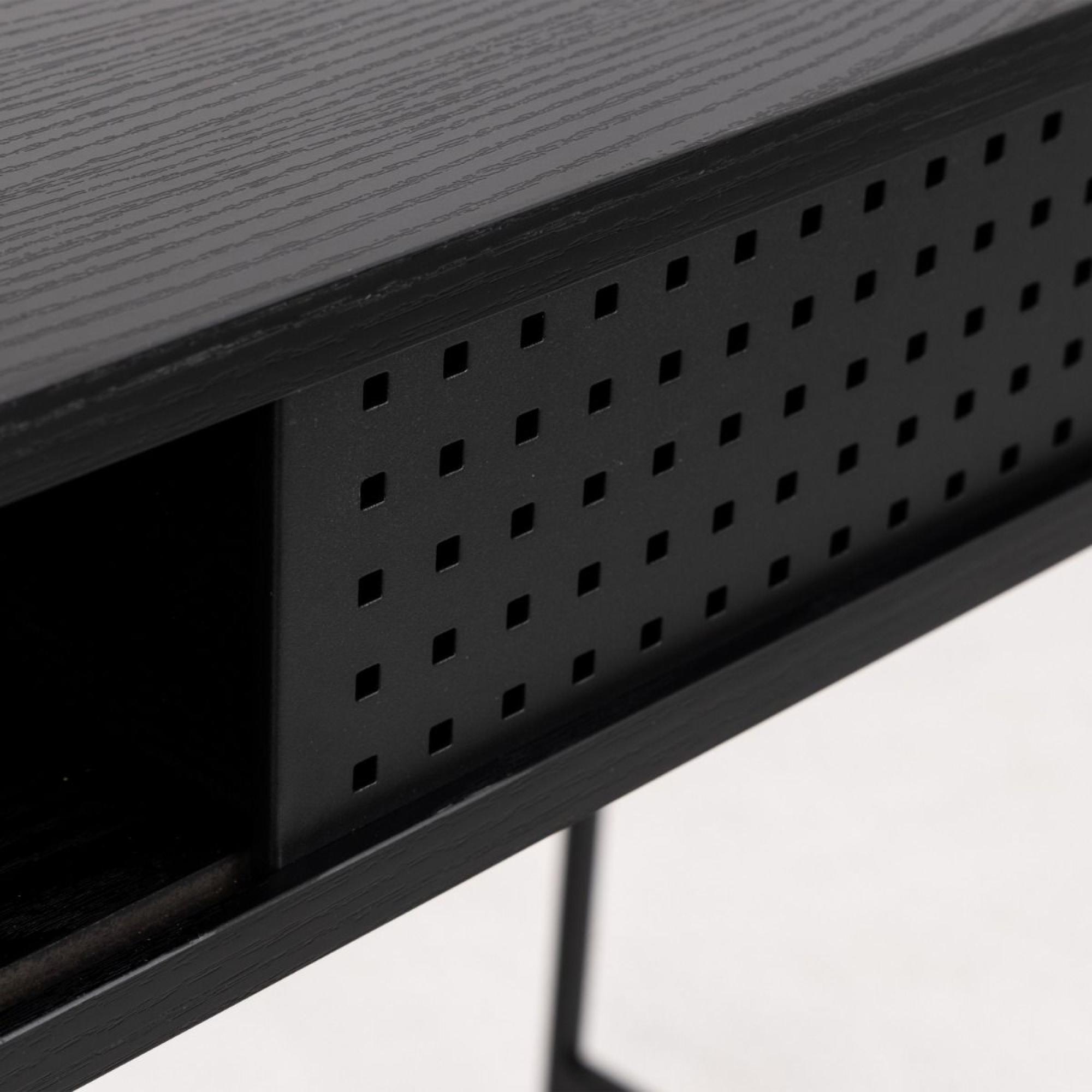 Angus Black Ash Sliding Door Desk