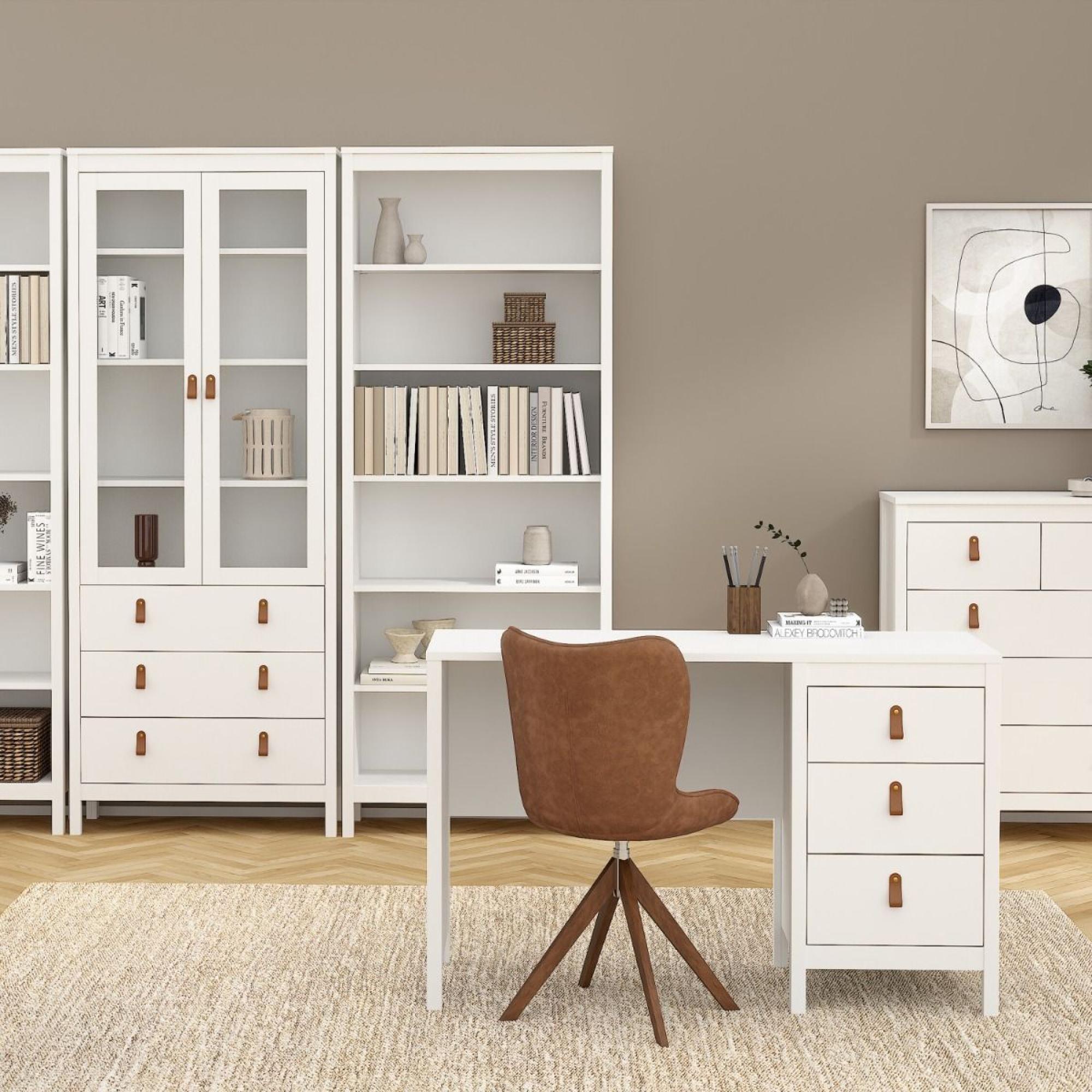 Barcelona White 3 Drawer Desk