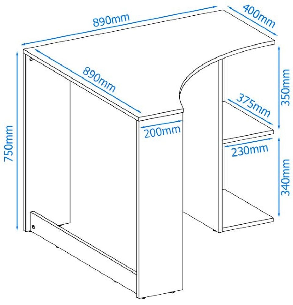 Chesil Corner Desk - White - AW3120