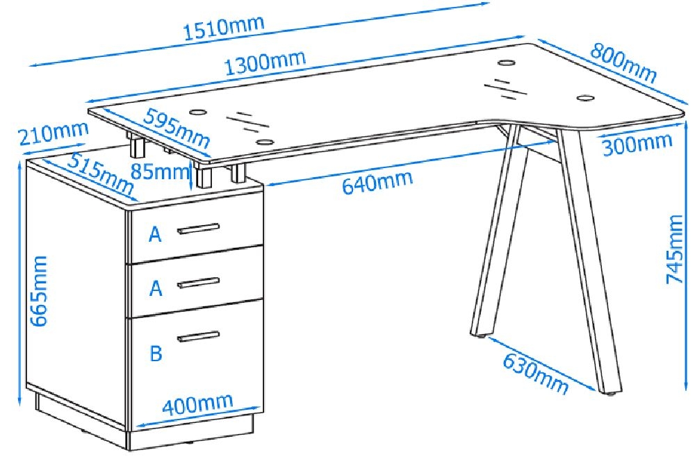 Cleveland Workstation - Smoked Grey Glass - AW23377-GY
