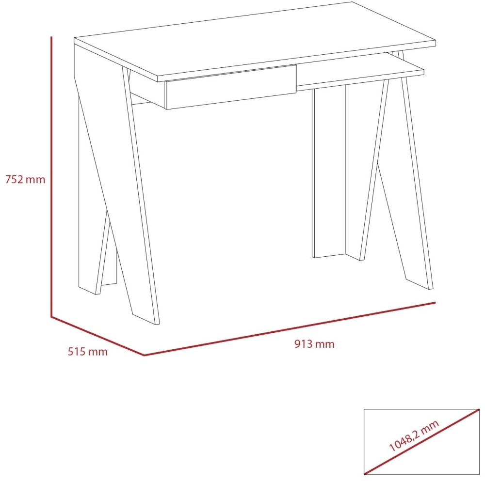 Dallas Desk - 1 Drawer - White and Grey