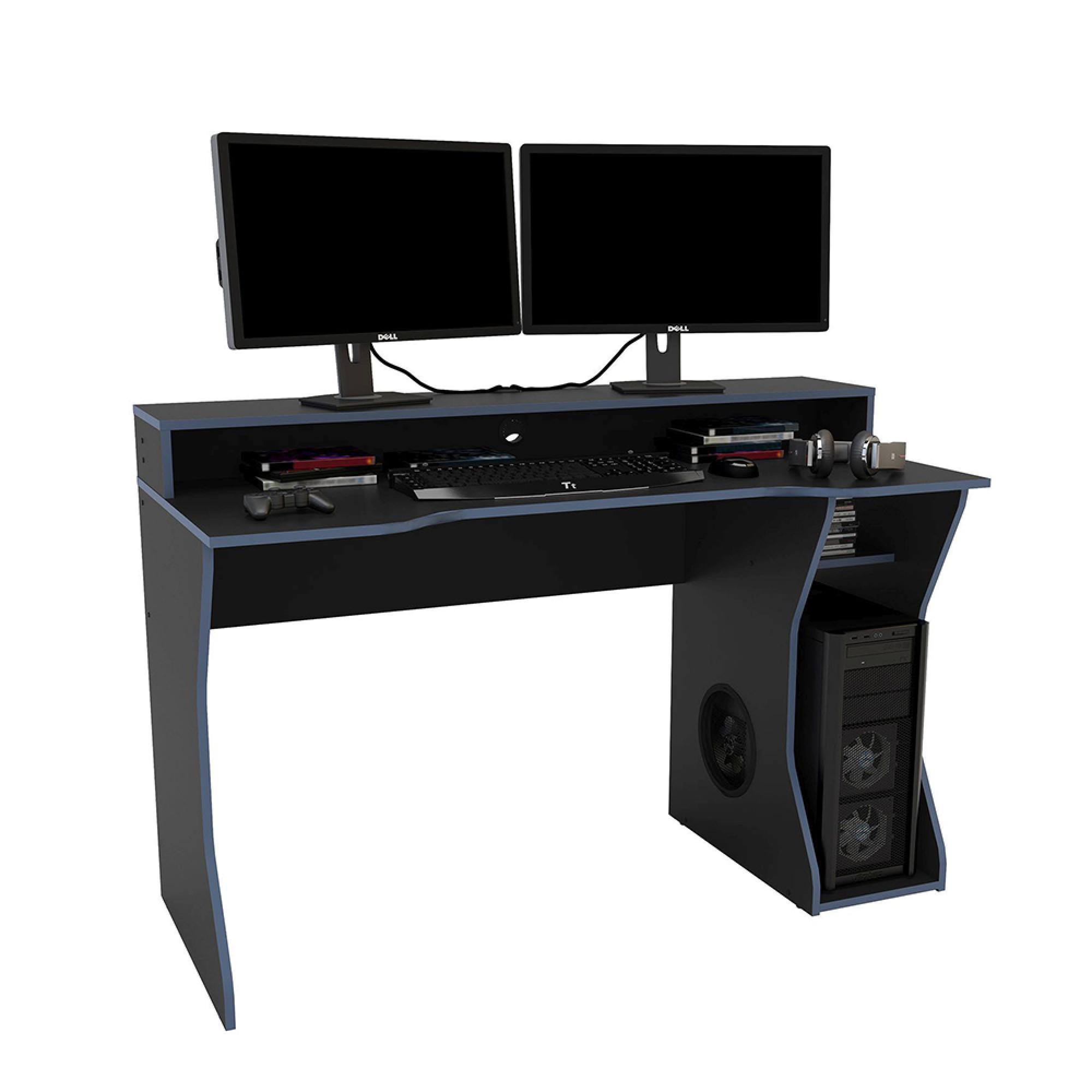 Enzo Gaming Desk - Black and Blue