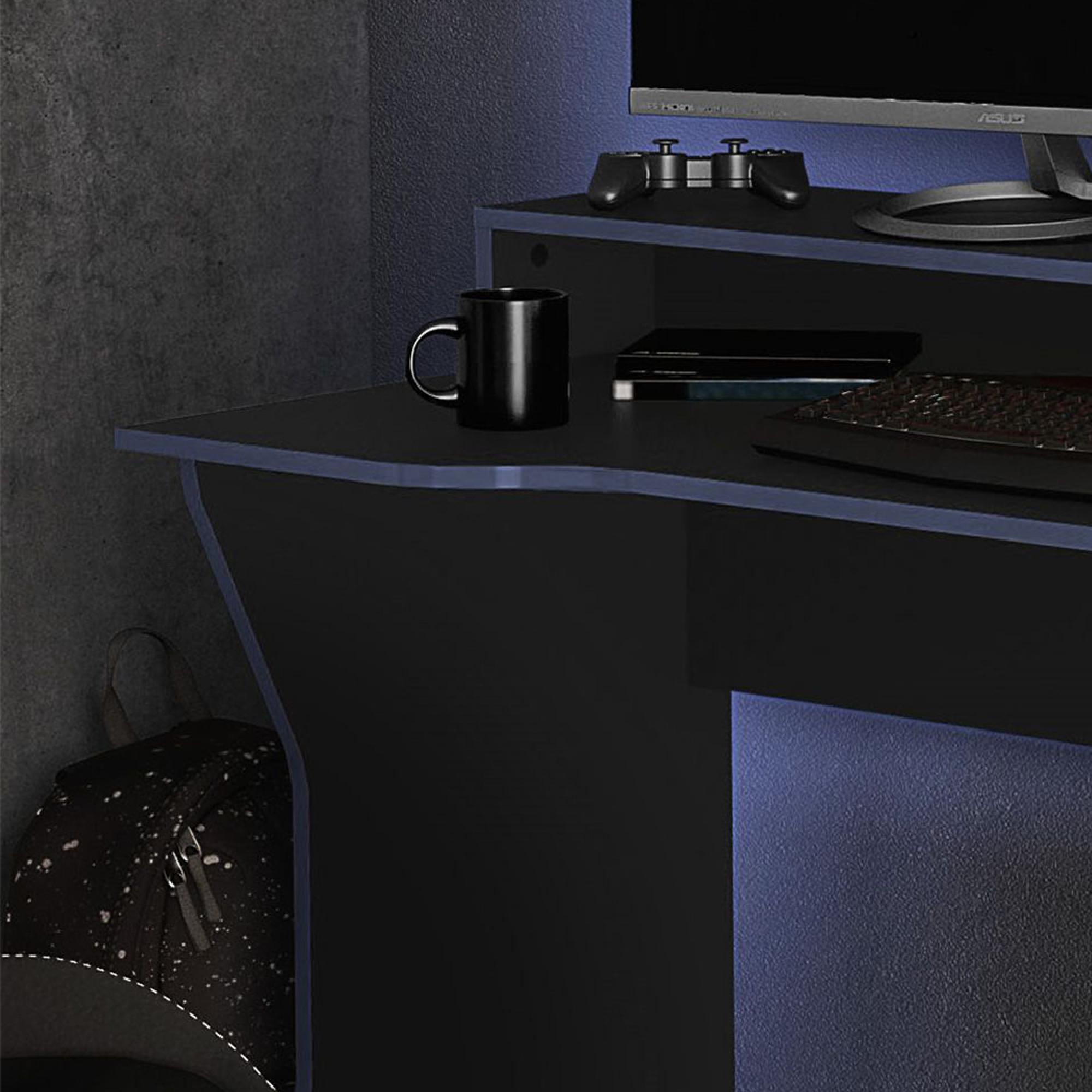 Enzo Gaming Desk - Black and Blue