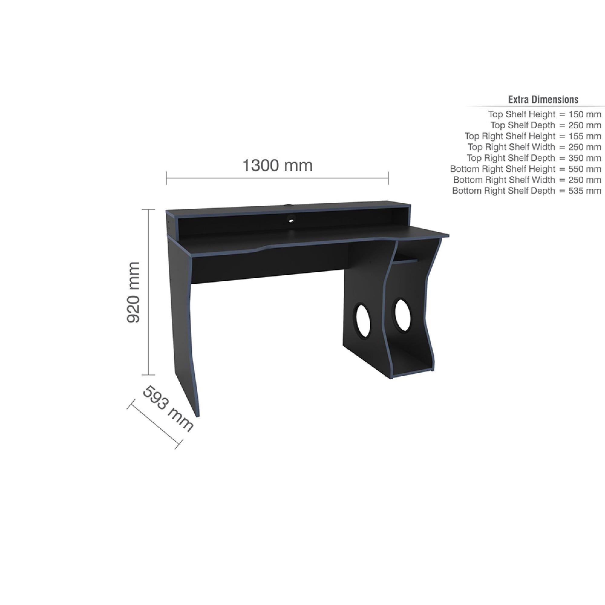 Enzo Gaming Desk - Black and Blue