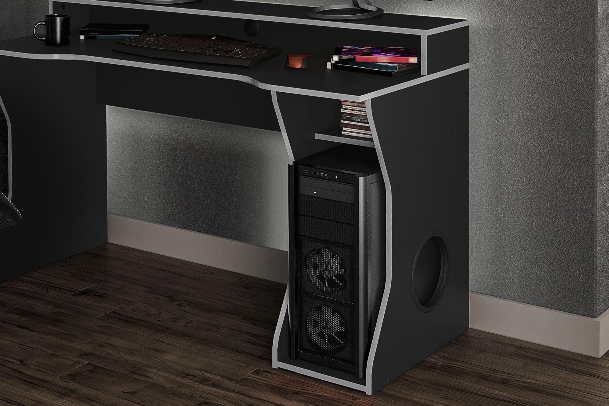 Enzo Gaming Desk - Black and Silver