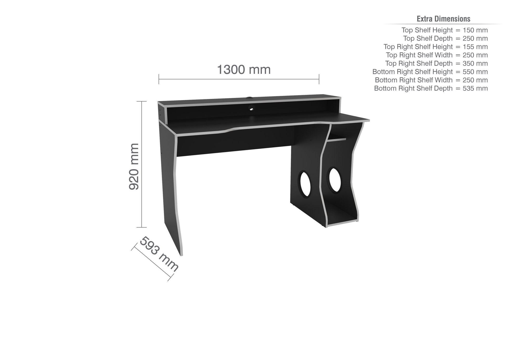 Enzo Gaming Desk - Black and Silver