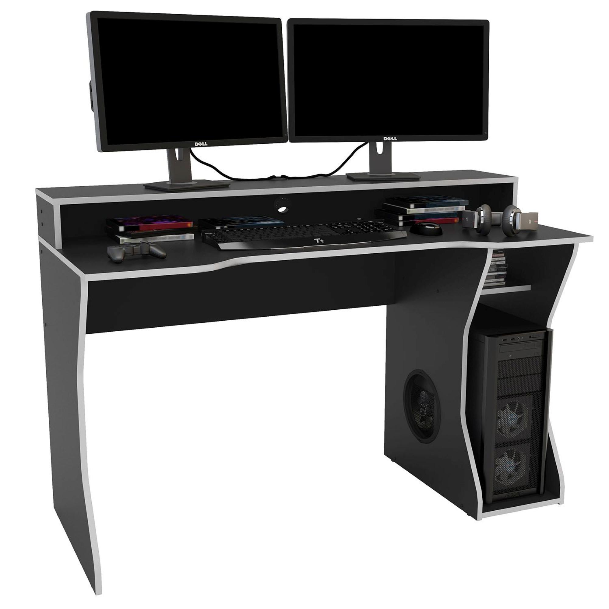 Enzo Gaming Desk - Black and Silver