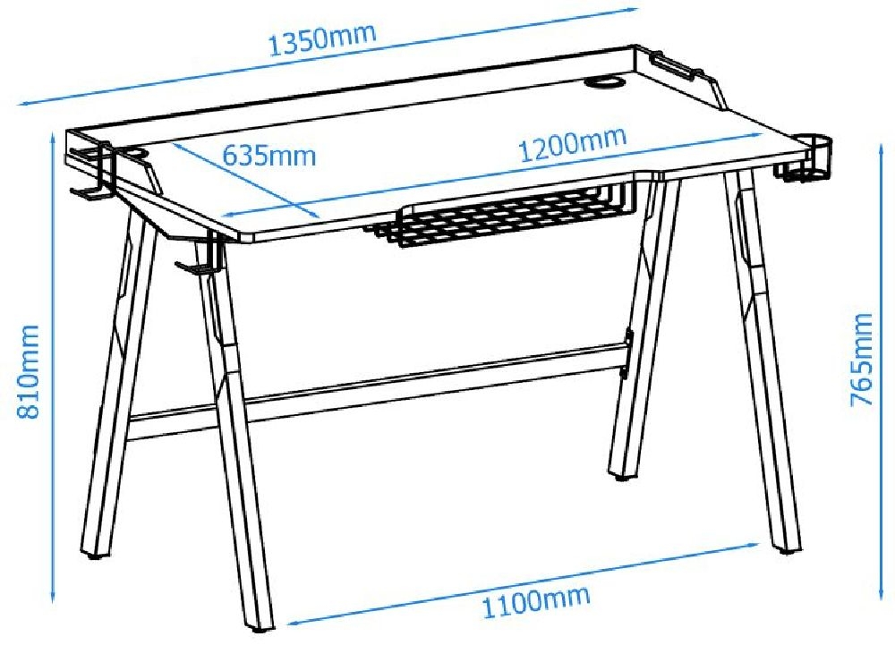 Fuego Gaming Desk - Red & Black - AW9230