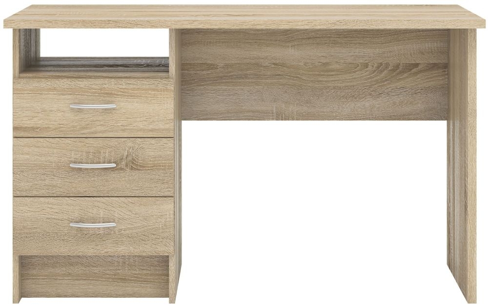 Function Plus Oak Effect 3 Drawer Single Desk