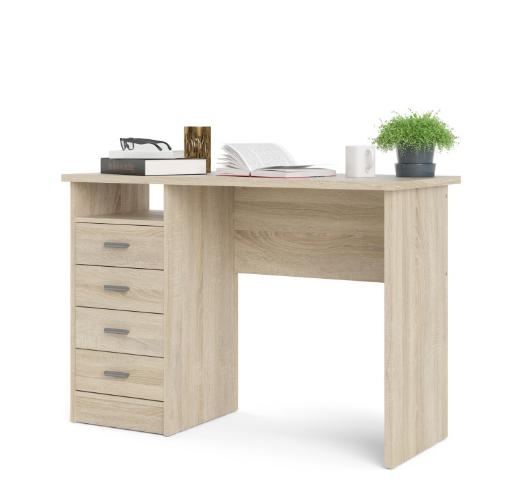 Function Plus Oak Effect 4 Drawer Single Desk