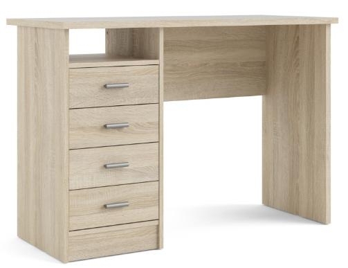 Function Plus Oak Effect 4 Drawer Single Desk