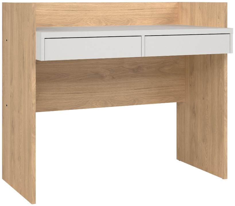 Function Plus Oak Effect and White 2 Drawer Desk