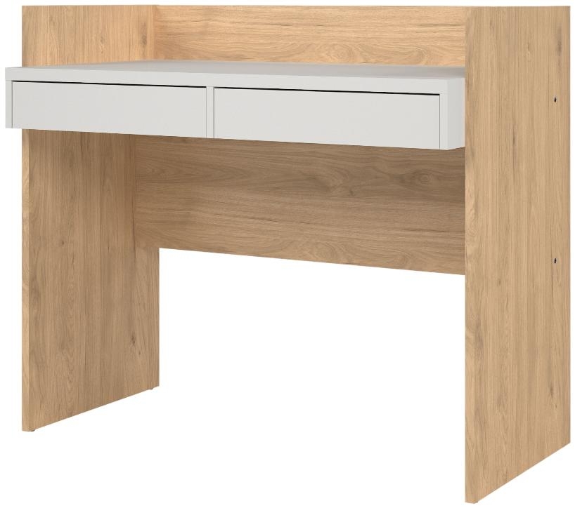 Function Plus Oak Effect and White 2 Drawer Desk