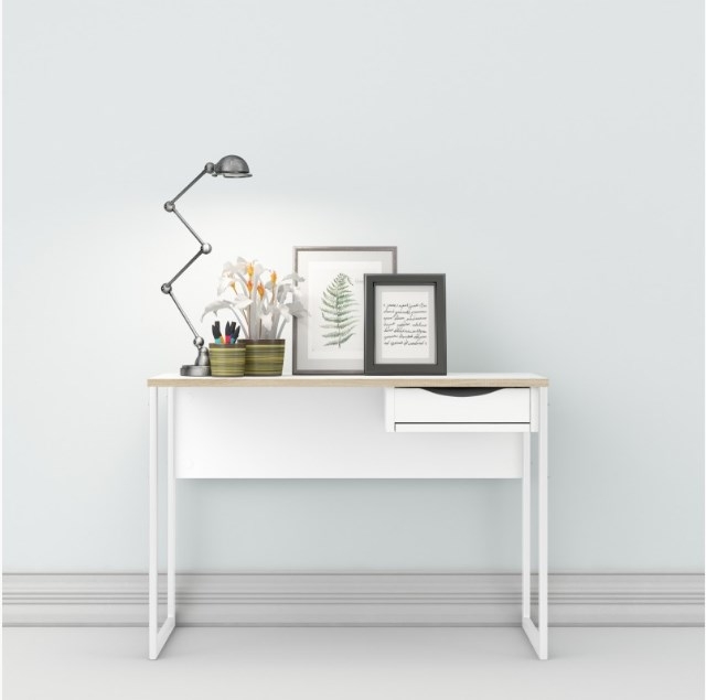 Function Plus White 1 Drawer Desk