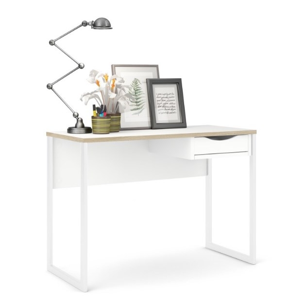 Function Plus White 1 Drawer Desk