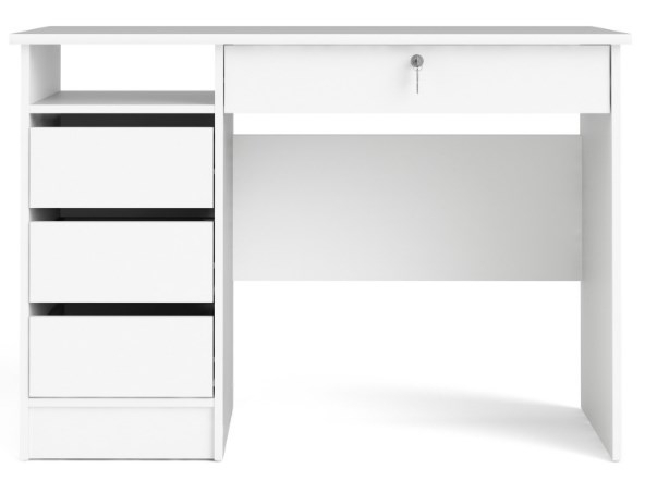 Function Plus White 3+1 Handle Free Drawer Single Desk