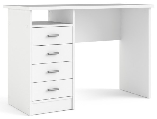 Function Plus White 4 Drawer Single Desk