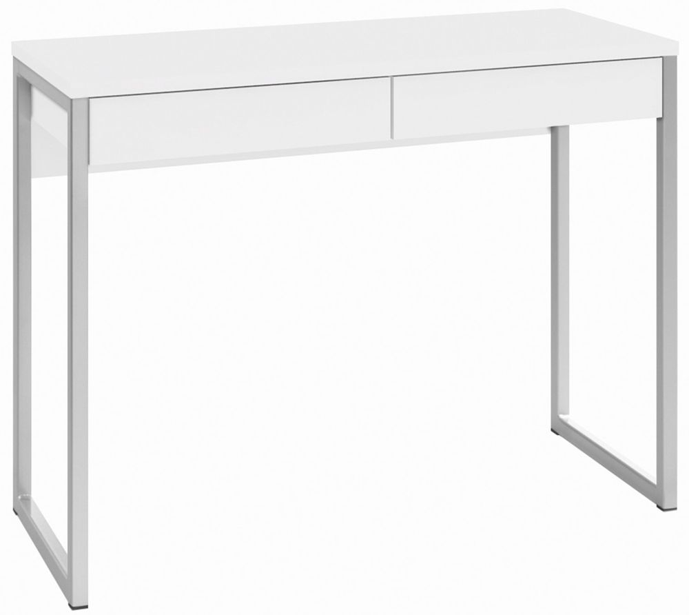 Function Plus White Gloss 2 Drawer Desk