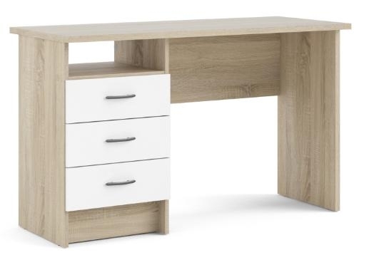 Function Plus White and Oak Effect 3 Drawer Single Desk
