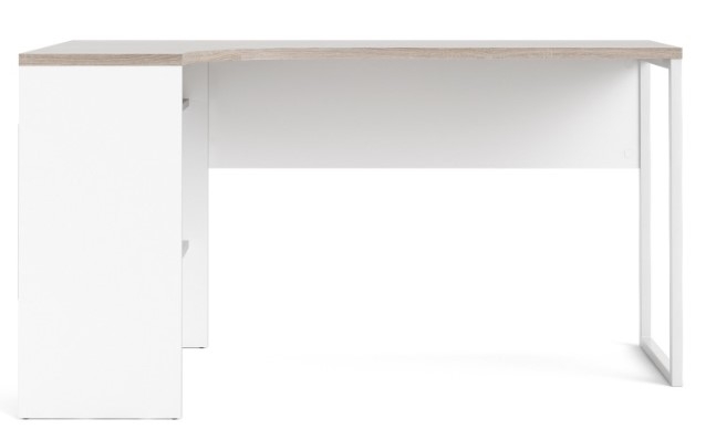 Function Plus White and Truffle Oak Effect 2 Drawer Corner Desk