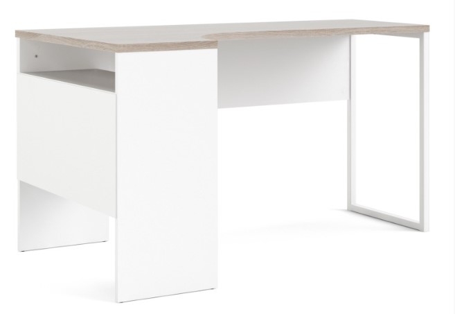 Function Plus White and Truffle Oak Effect 2 Drawer Corner Desk