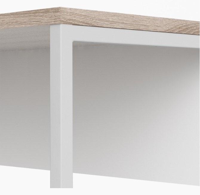 Function Plus White and Truffle Oak Effect 2 Drawer Corner Desk
