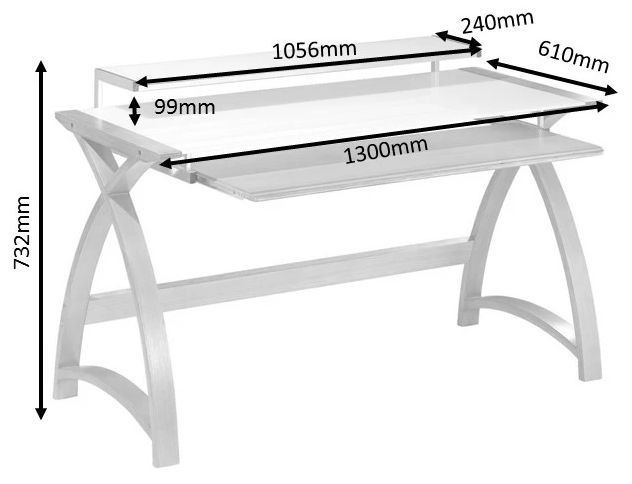 Curve Computer Desk - Grey - 1300 - PC201