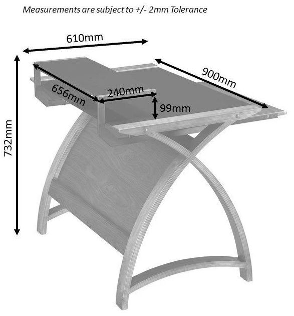 Curve Computer Desk - Grey - 900 - PC201