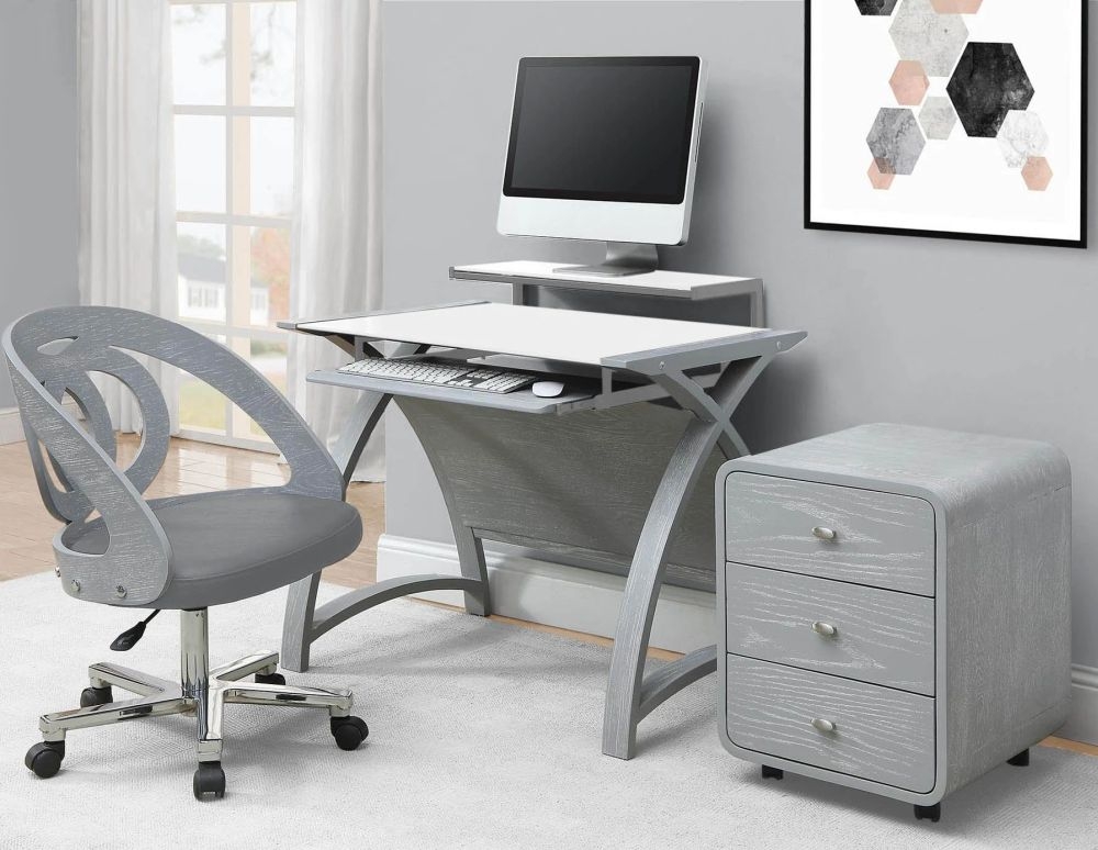 Curve Computer Desk - Grey - 900 - PC201