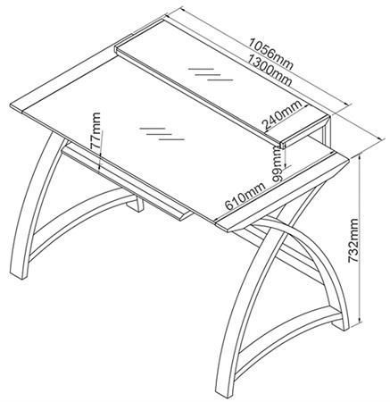 Curve Computer Desk - Oak - 1300 - PC201
