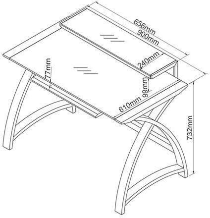 Curve Computer Desk - Oak - PC201 900