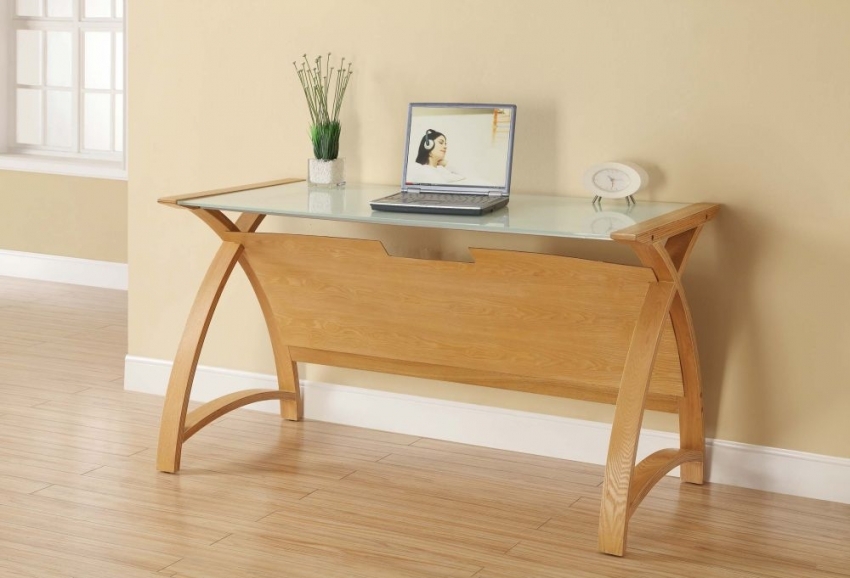 Curve Laptop Table - Oak - PC201 1300LT