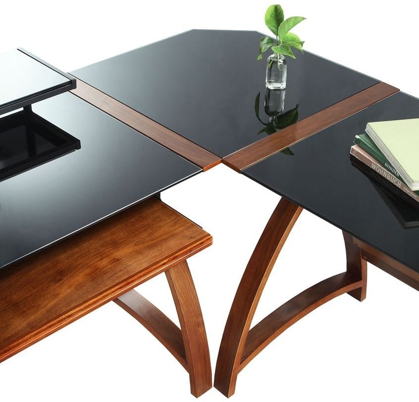 Curve Corner Connector - Walnut Black Glass - PC201 CC