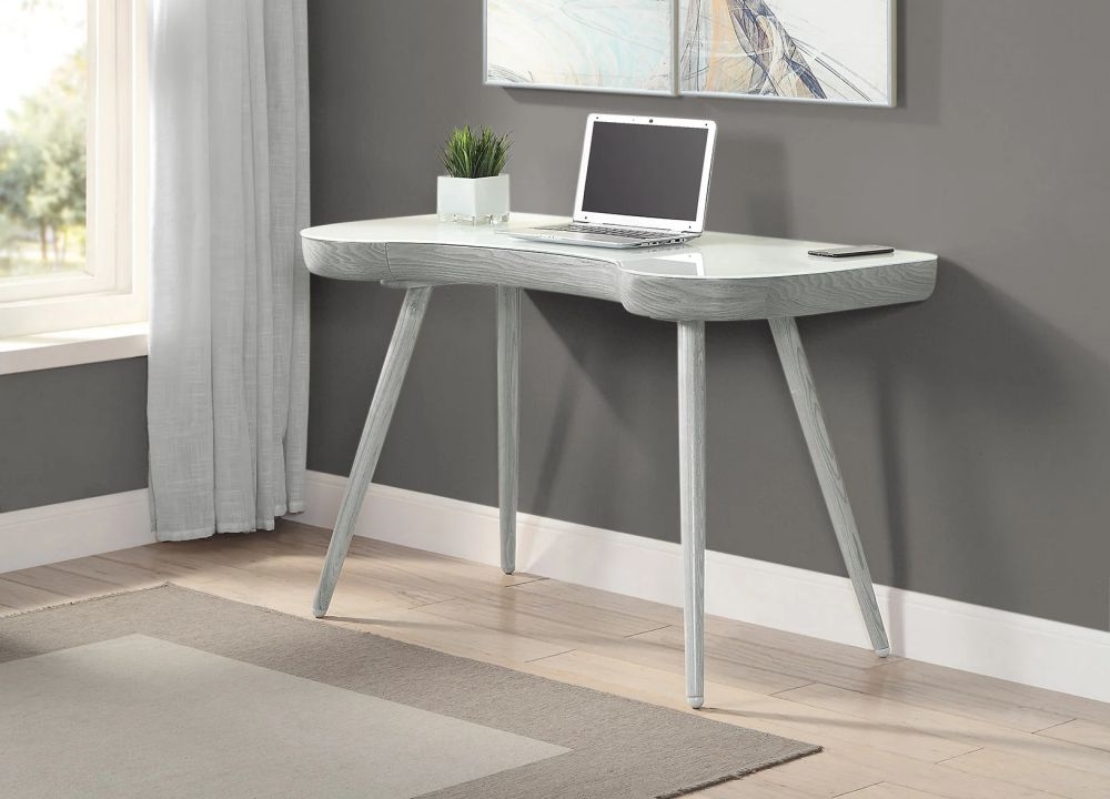 San Francisco Executive Curved Desk - Grey and White - PC714