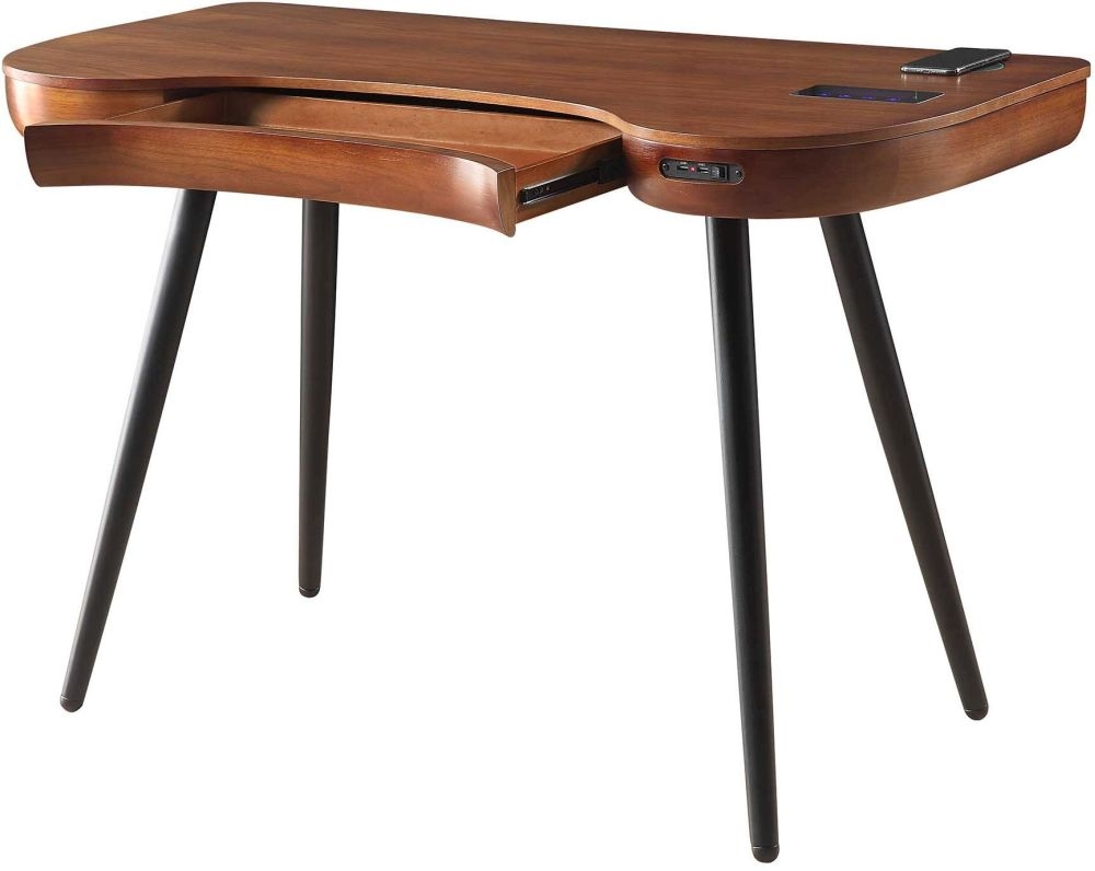 San Francisco Charging Desk - Walnut - Bluetooth Speaker - PC711