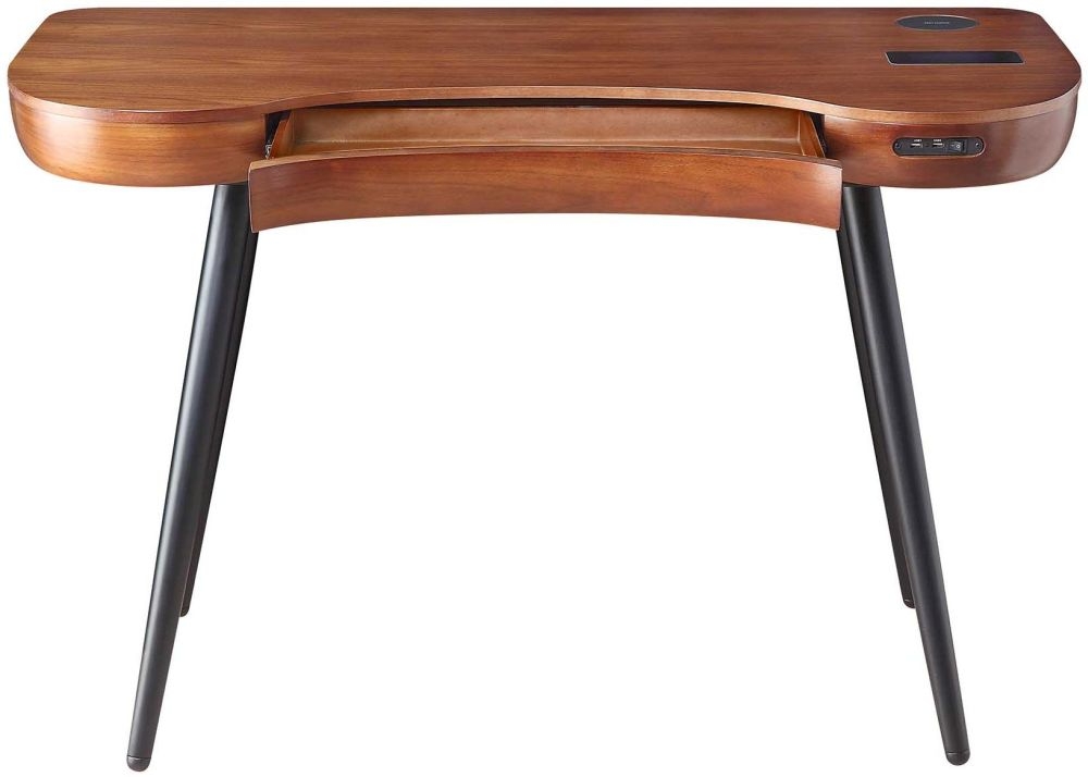 San Francisco Charging Desk - Walnut - Bluetooth Speaker - PC711