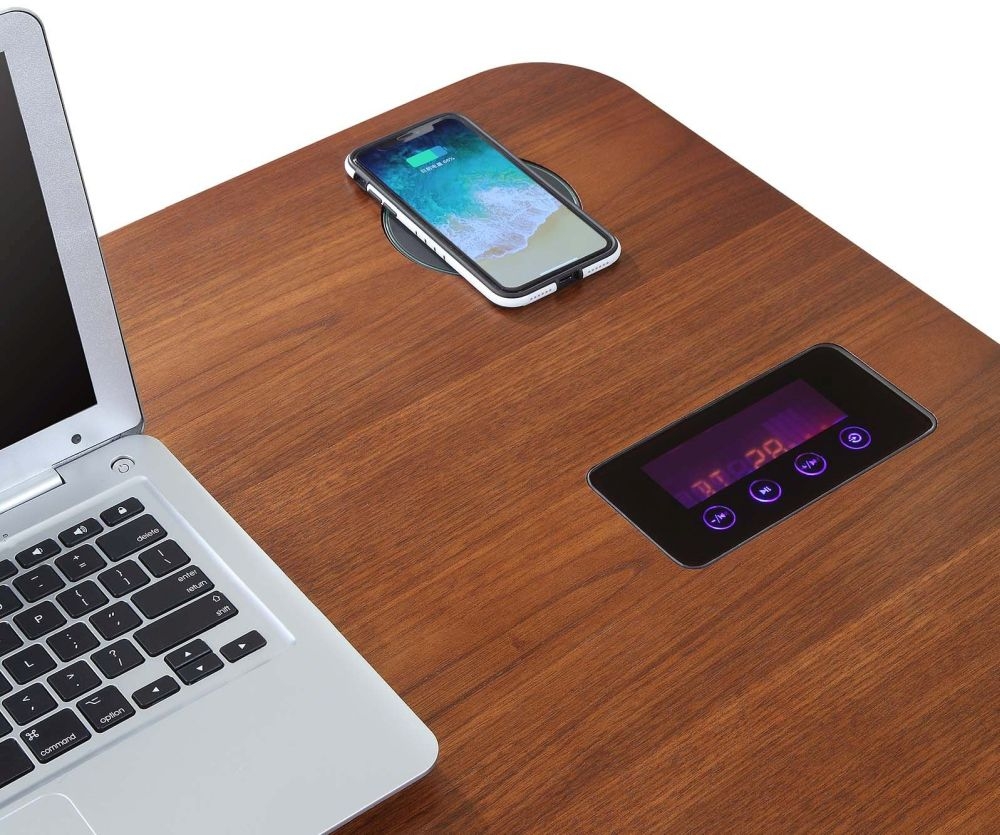 San Francisco Charging Desk - Walnut - Bluetooth Speaker - PC711