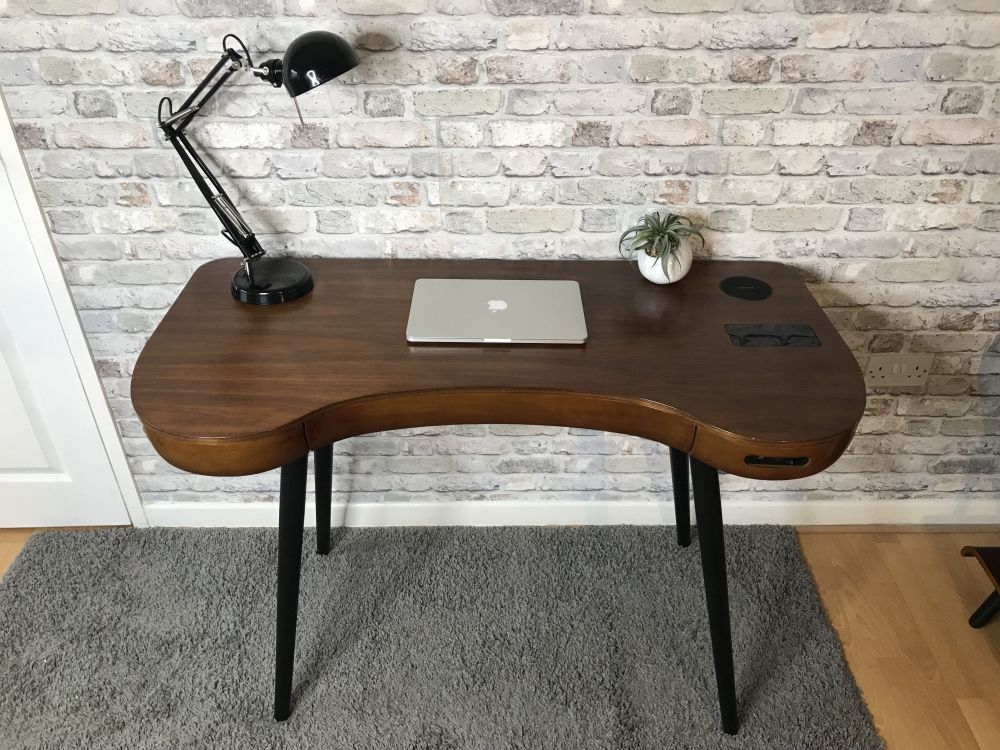 San Francisco Charging Desk - Walnut - Bluetooth Speaker - PC711