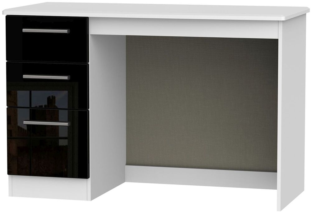 Knightsbridge Black Gloss and White 3 Drawer Desk