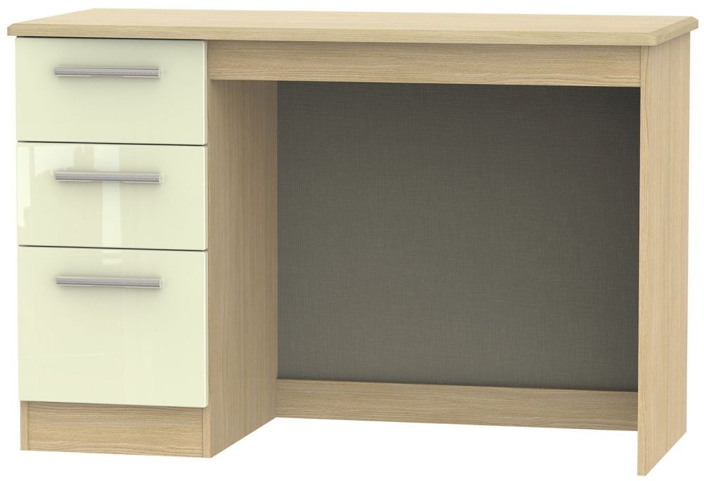 Knightsbridge Cream Gloss and Light Oak 3 Drawer Desk