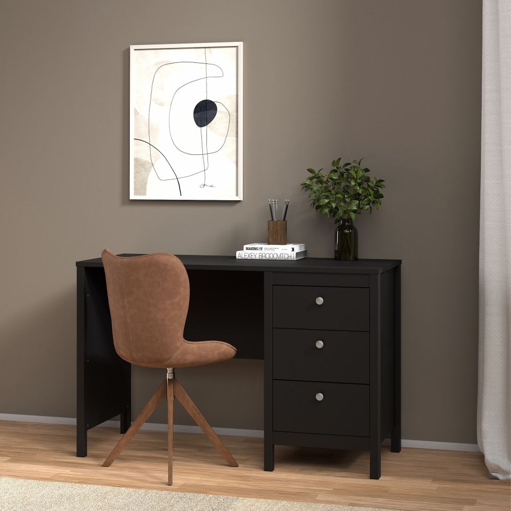 Madrid Black 3 Drawer Desk