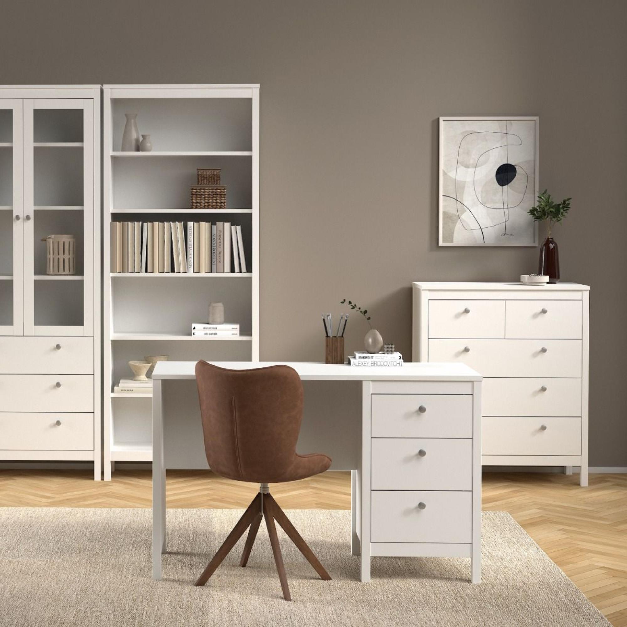 Madrid White 3 Drawer Desk