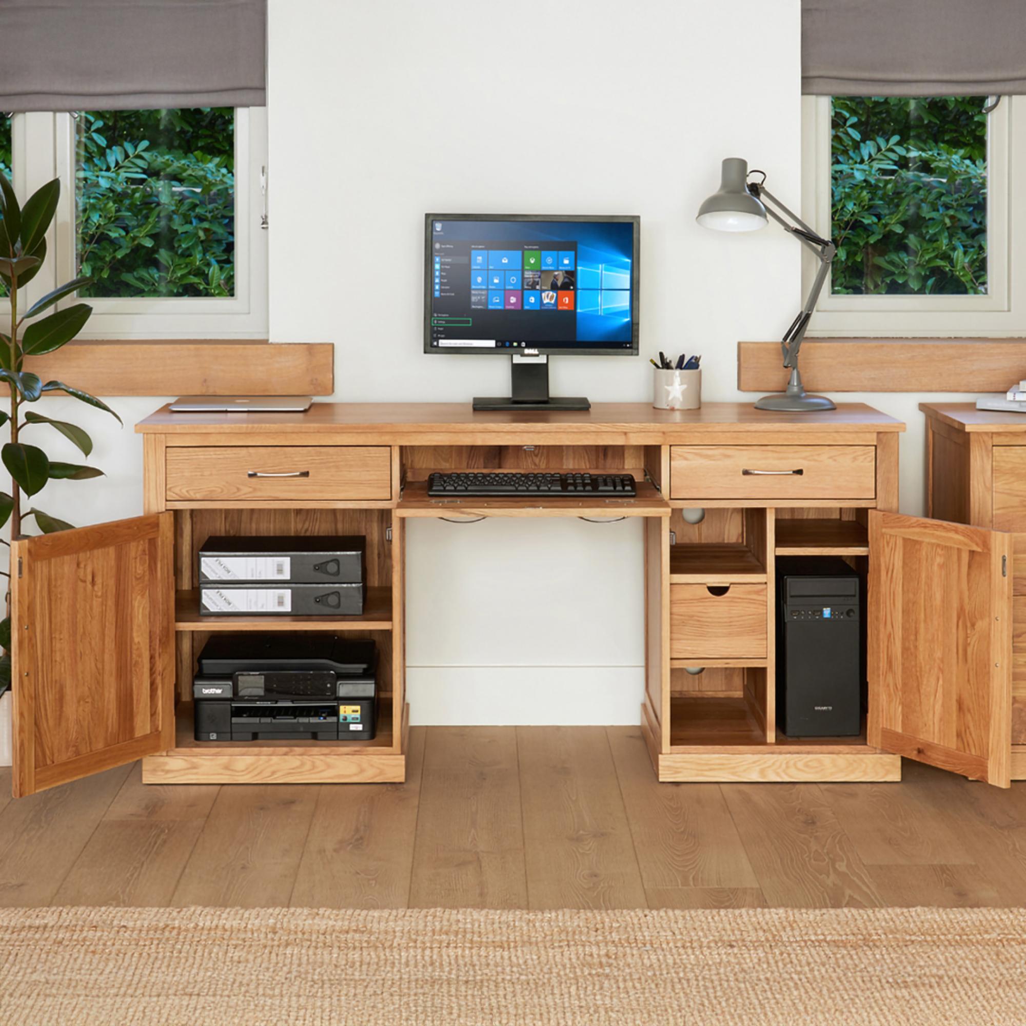 Mobel Oak Office Desk - 2 Door - 3 Drawer