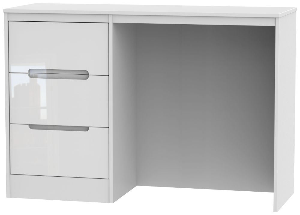 Monaco White Gloss 3 Drawer Desk