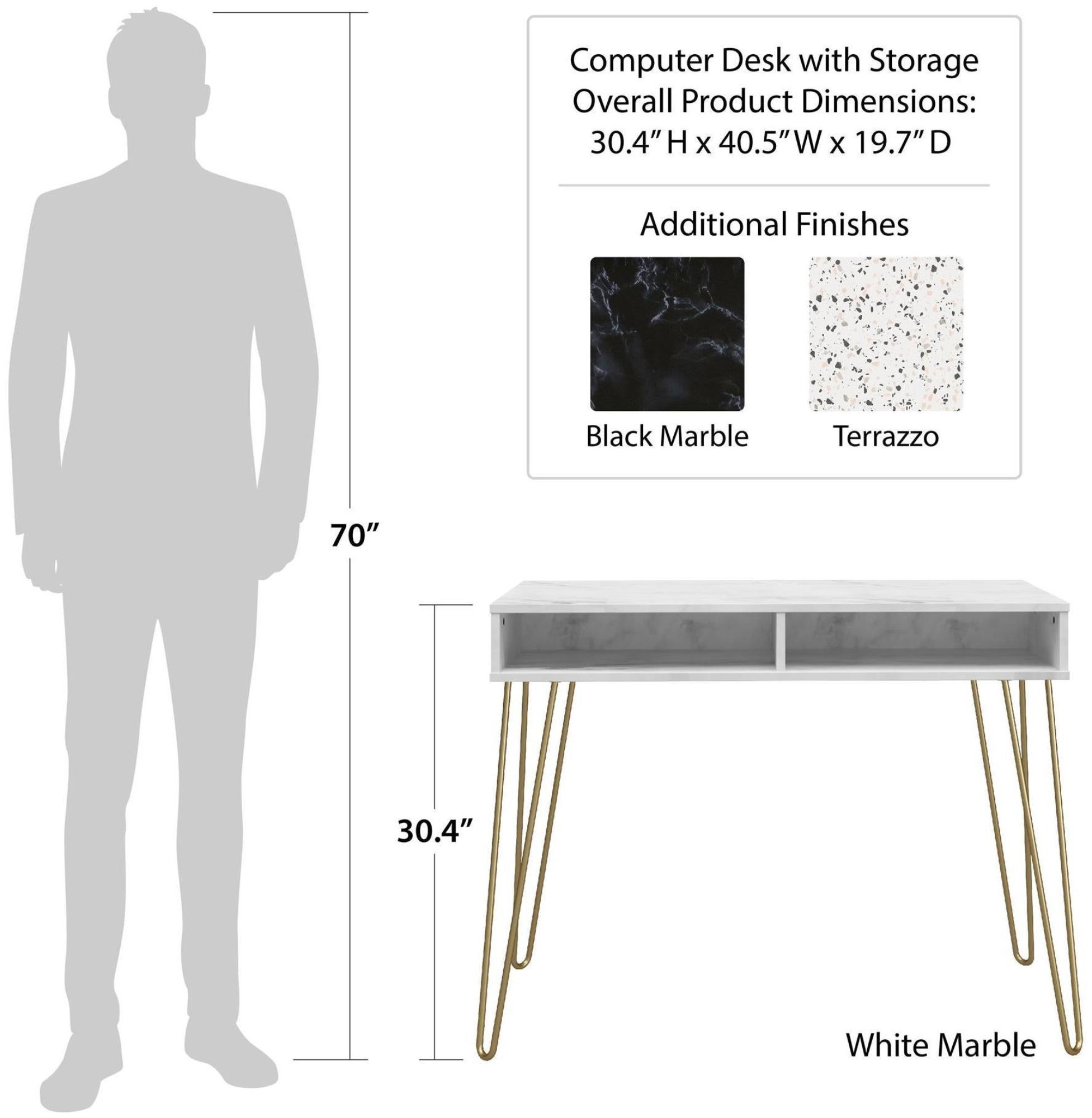 Novogratz Athena Desk - White Marble - AW9618891COMNUK