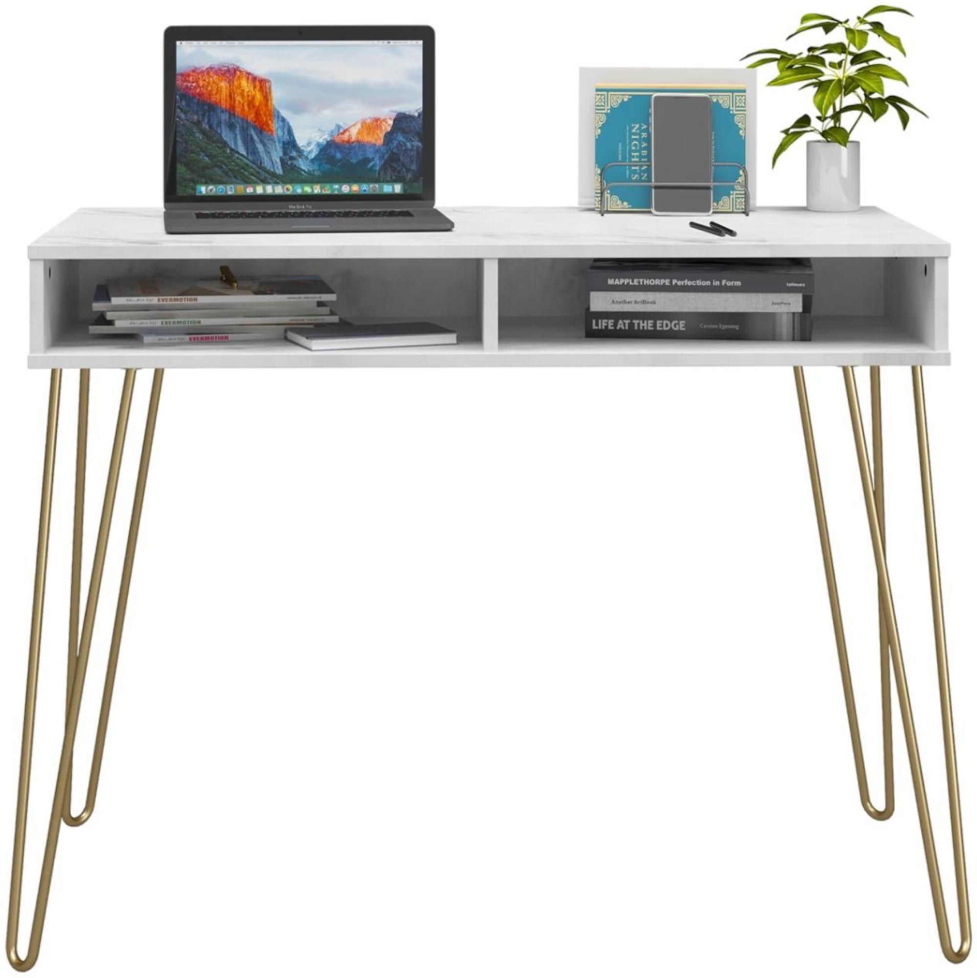 Novogratz Athena Desk - White Marble - AW9618891COMNUK