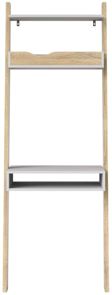 Oslo White and Oak Effect Leaning Desk