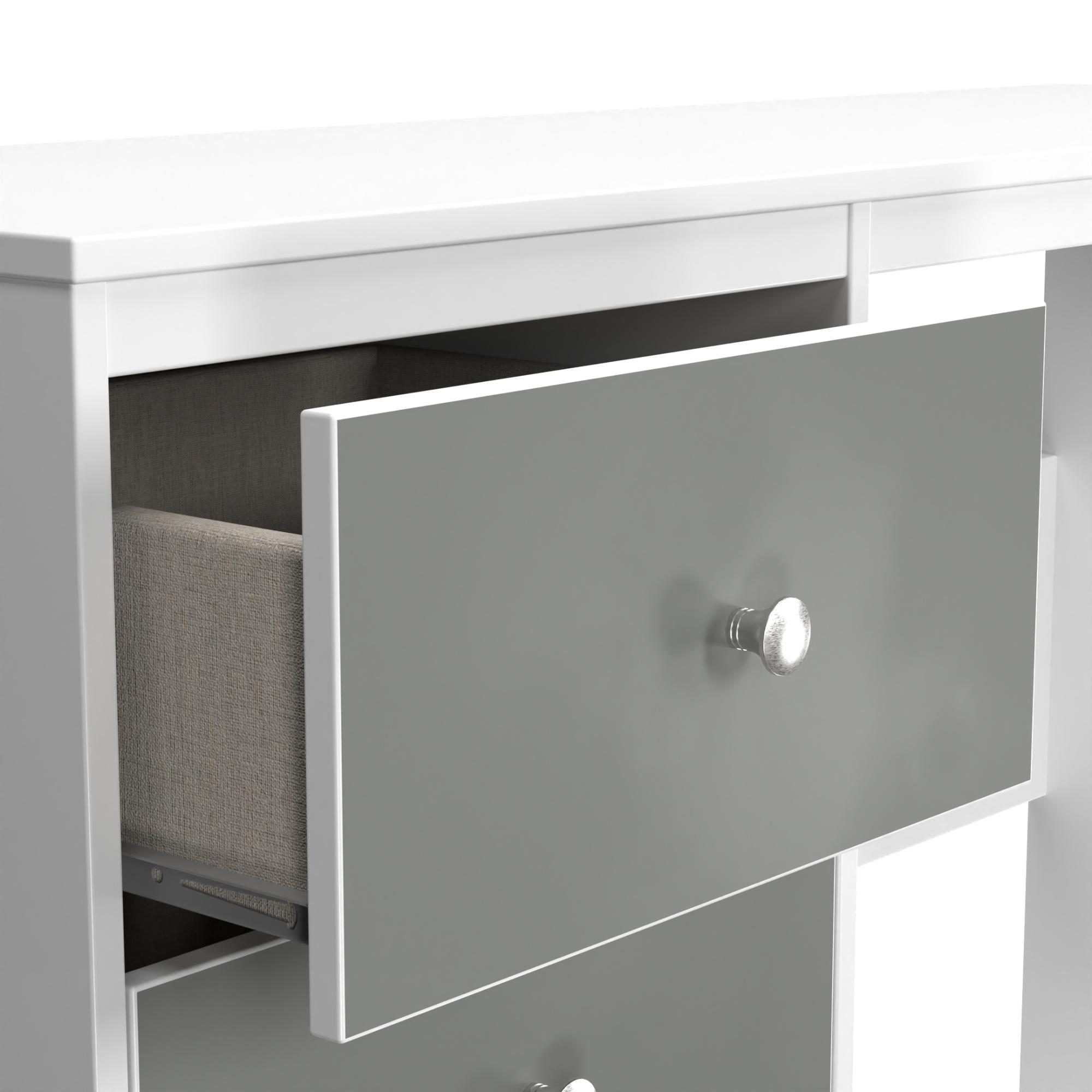 Padstow Desk - 3 Drawer - Grey and White Matt