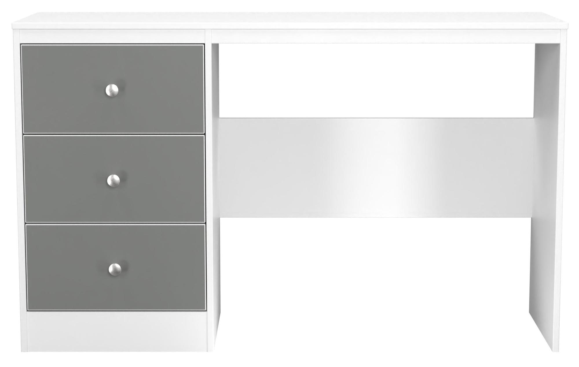 Padstow Grey and White Matt 3 Drawer Desk