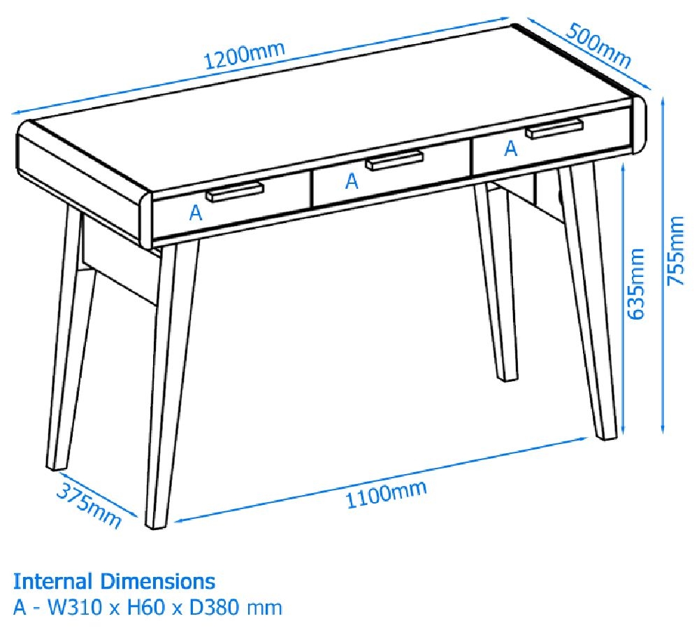 Pevensey Study Desk - Black & Oak - AW3150